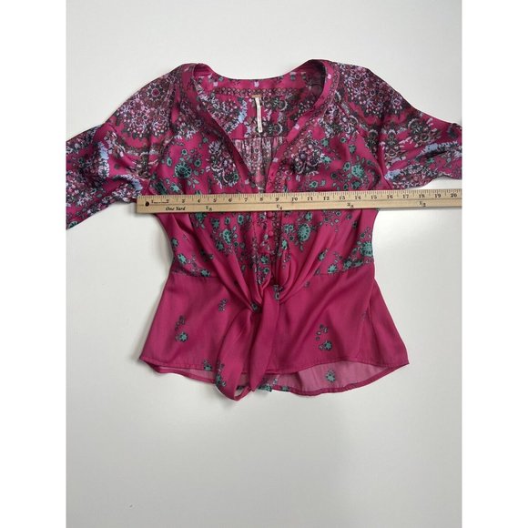 COPY - Free People Run Free Floral Blouse Pink XS - Picture 7 of 12